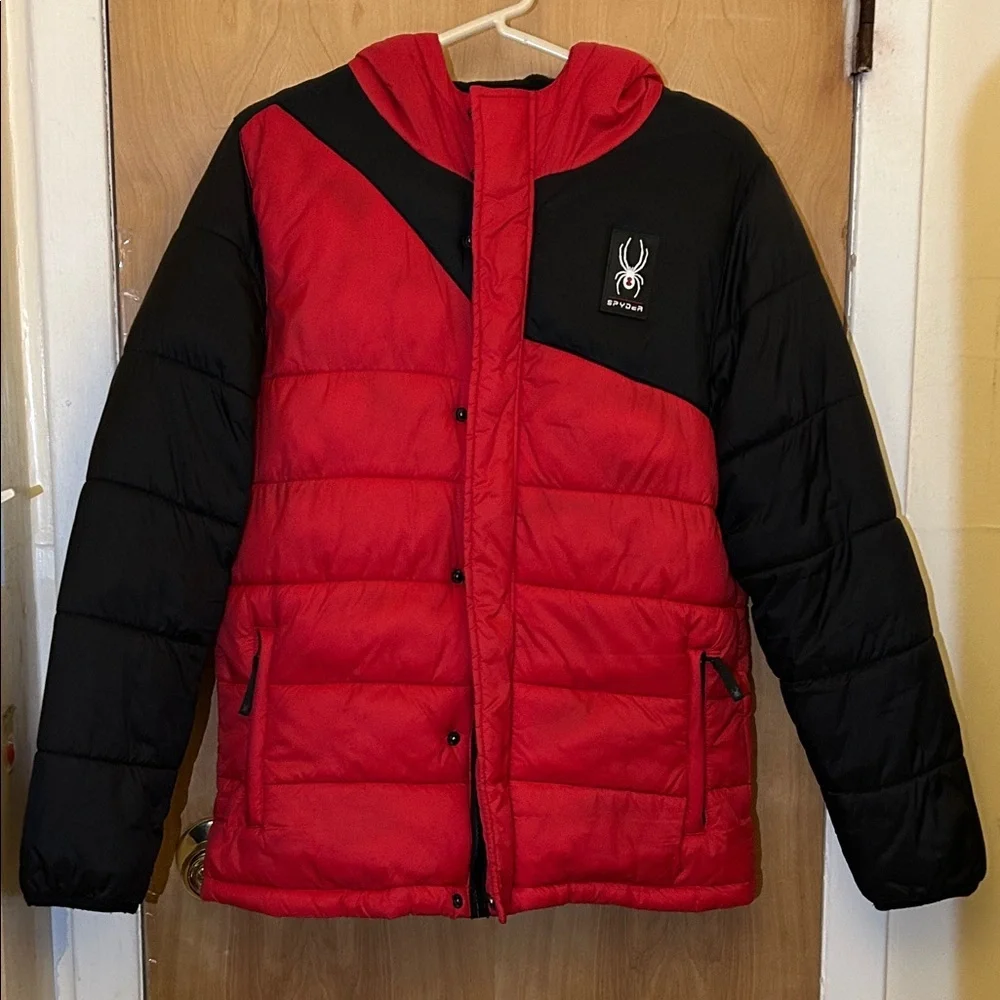 Spyder Red and Black Puffer Jacket Large (14/16)